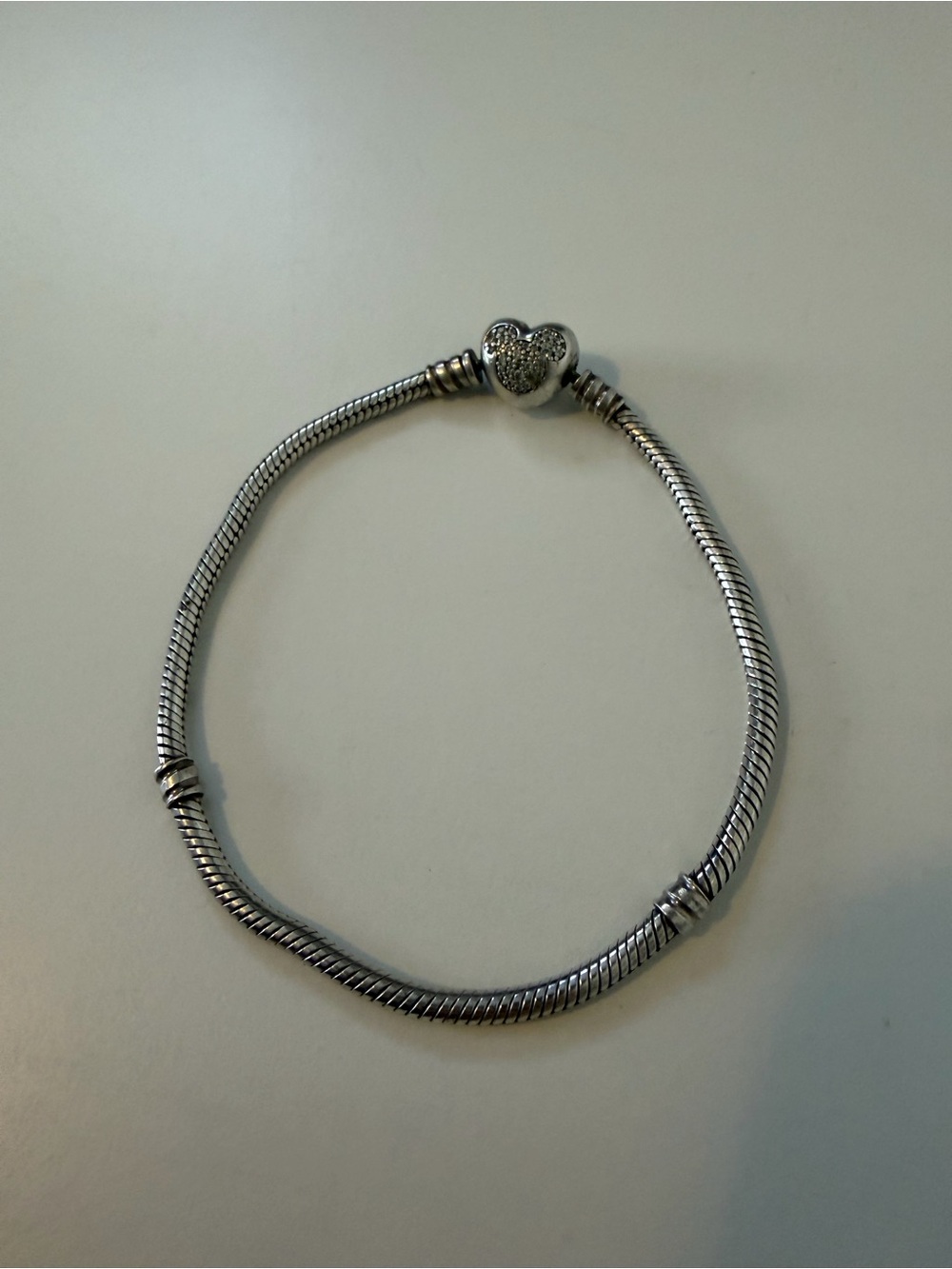 Disney Pandora Sterling Silver Heart Clasp Snake Chain Bracelet
